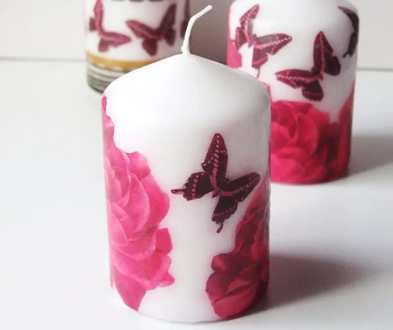 decoupage on candles
